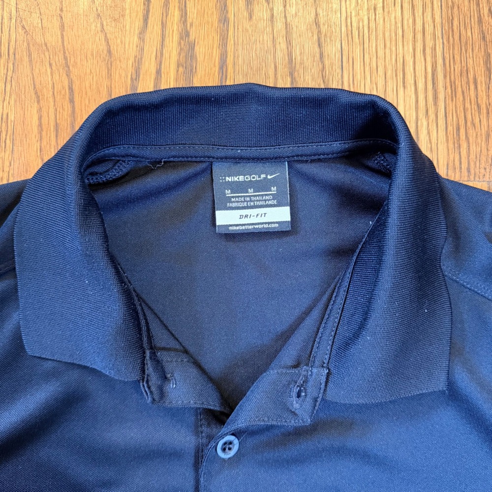 Nike Golf Dri-FIT Polo Shirt Short Sleeve Performance Swoosh Size M Black - Picture 5 of 7